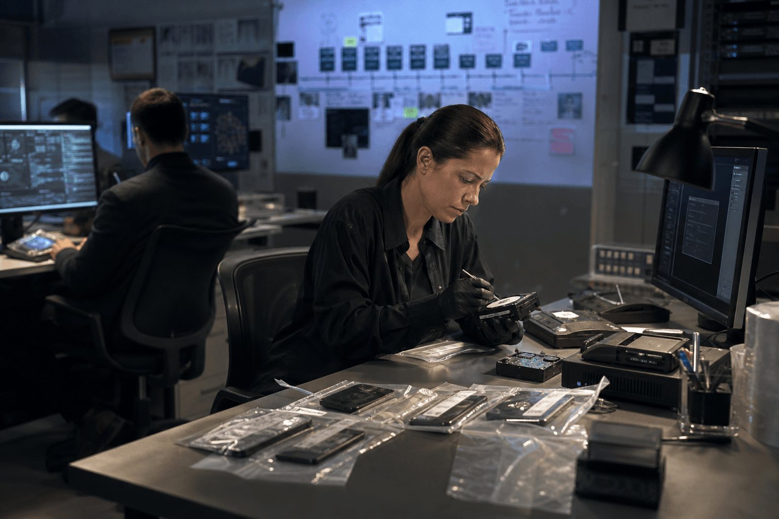 Cybersecurity professionals coordinating workforce and operations priorities