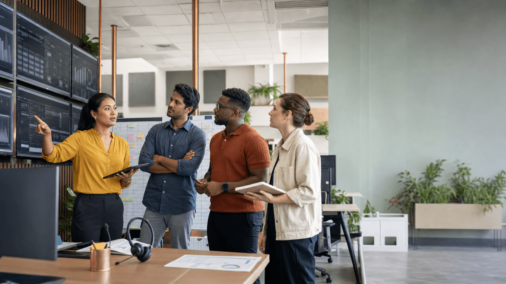 Workforce operations professionals coordinating delivery