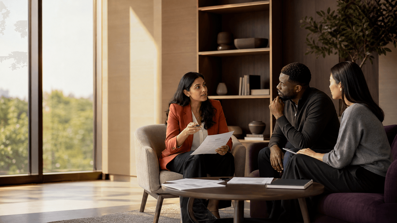 Recruitment specialists collaborating in a modern office