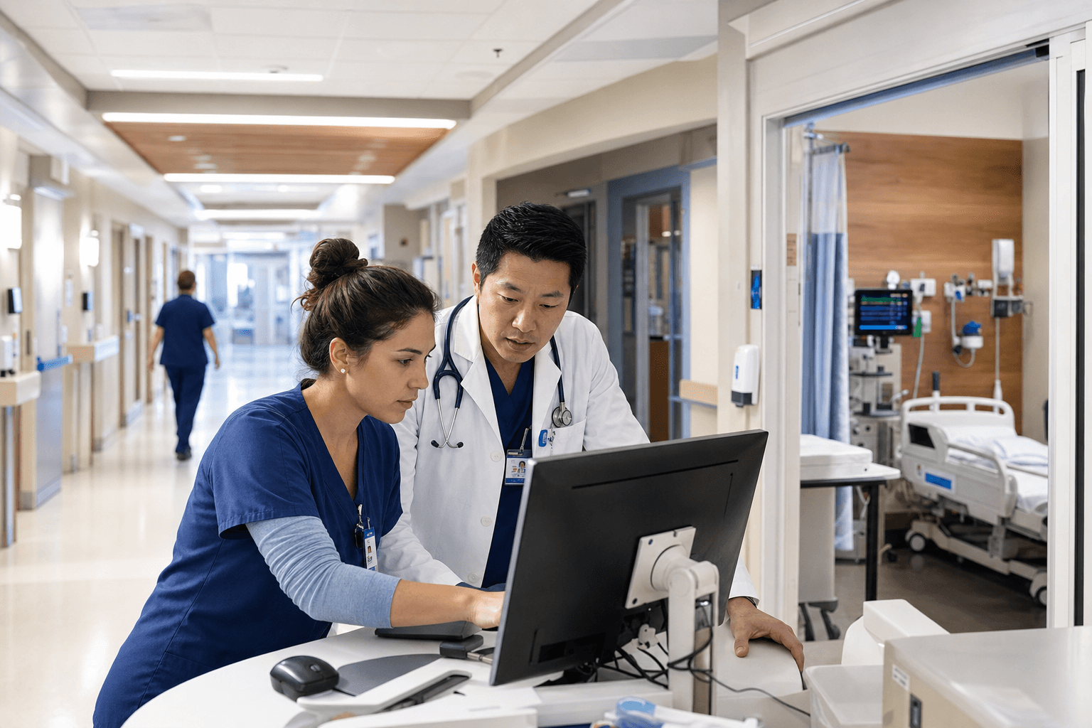 Healthcare professionals coordinating workforce and operations priorities