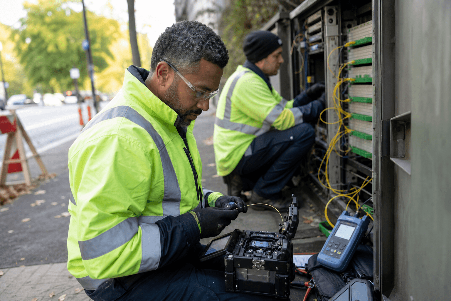 Telecommunications professionals coordinating workforce and operations priorities
